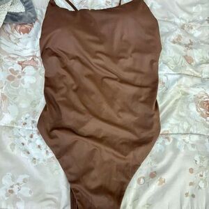 Shade & Shore Chocolate Brown Satin One-Piece